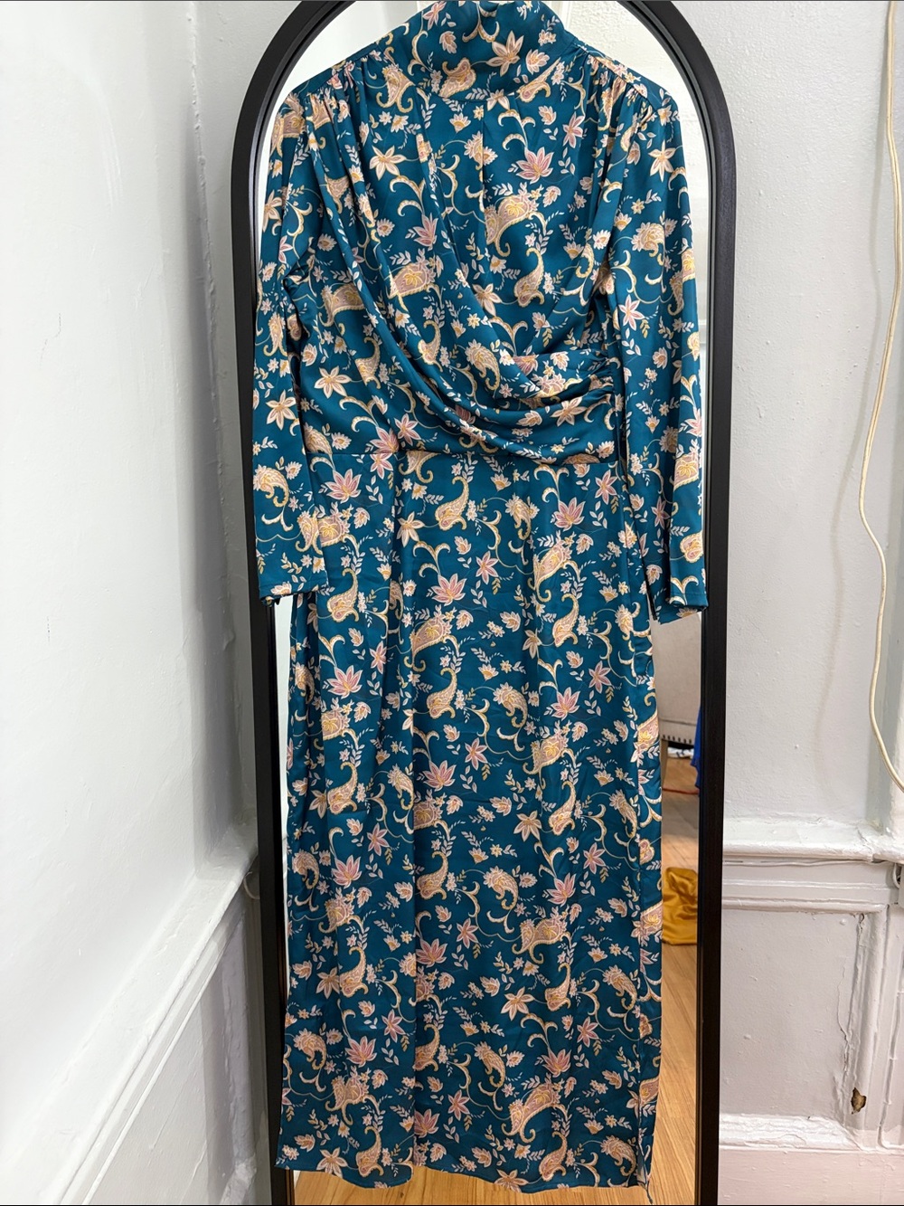 Alexia Admor Teal Floral Midi Dress with Cowl Neck
